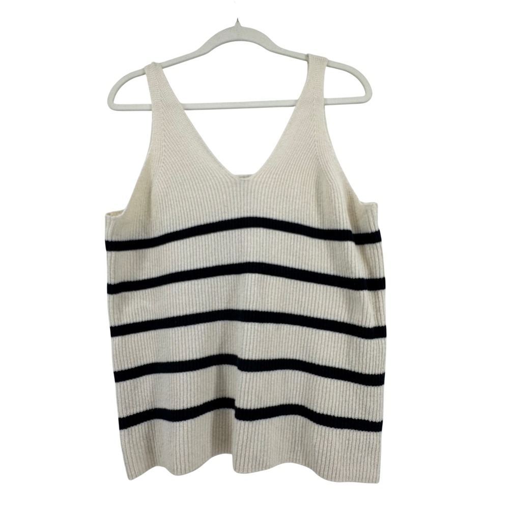 Andree by Unit Striped Sweater Tank Women Small Cream Black Nautical Coastal